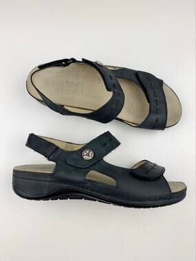 Napa Flex by David Tate Sandals Black Leather Strappy Comfort Women's 39 US 8.5